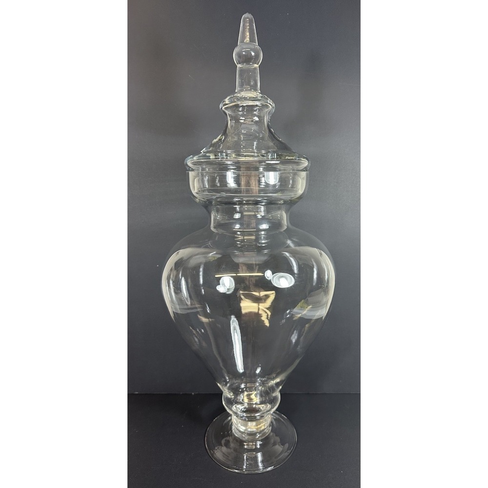 Apothecary Jar W/ Lid Glass 23" Old World Classic Minimalist Farmhouse Large Urn